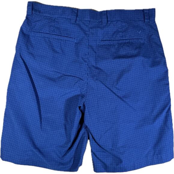 Callaway Golf Blue Micro Check Golf Shorts Men 36 Performance Casual Lightweight - Picture 3 of 7